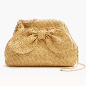 NWT J Crew Straw Bow Clutch